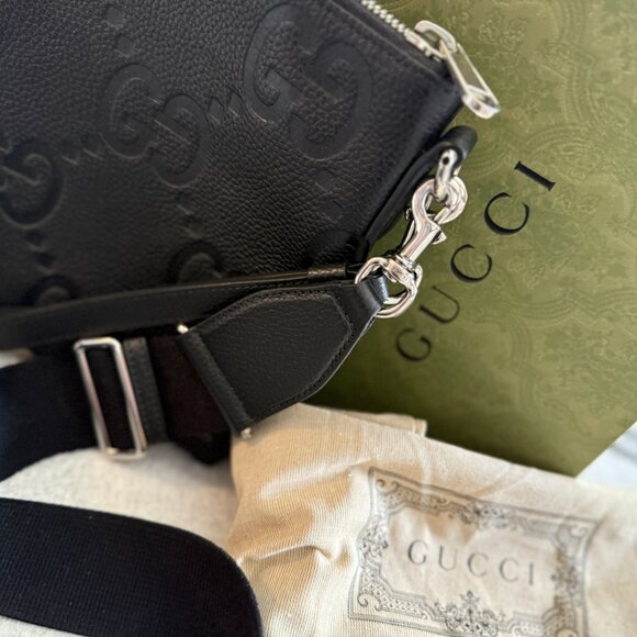 Men's Gucci Monogram Embroidered Leather Crossbody - Picture 5 of 10